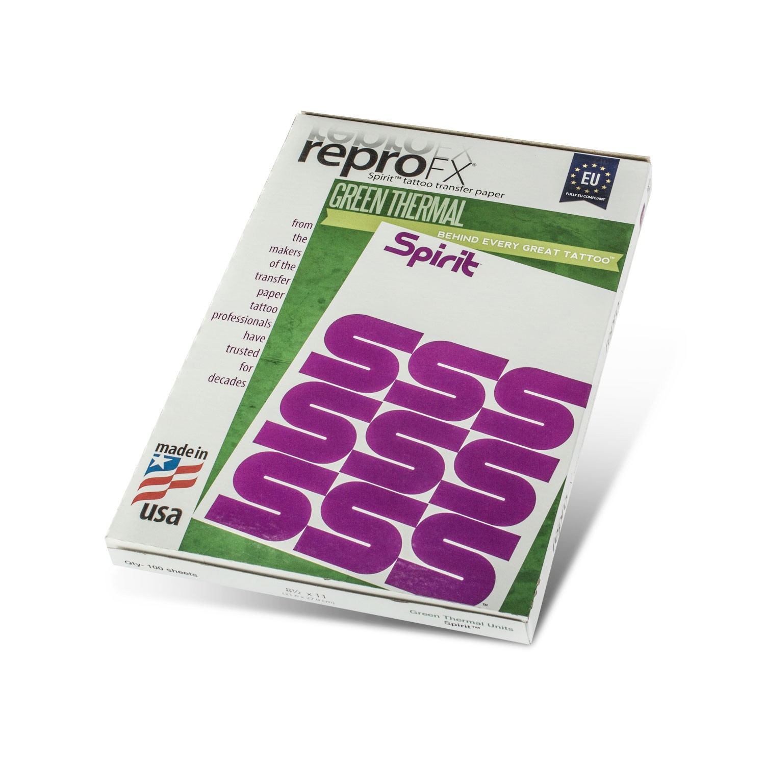 Spirit Green 100pcs - Carta Ectografica da Stampante Termica Verde - A4 (21,6 x 27,9cm)