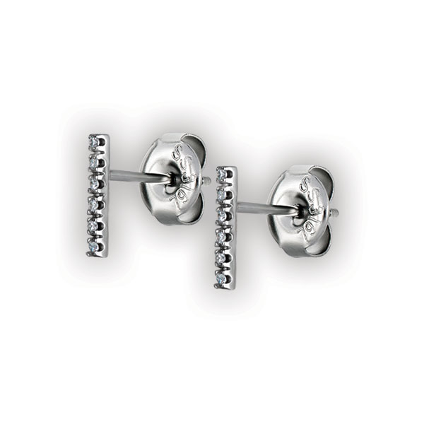 SS 316 LONG BAR STUDS W/ MICROPAVE SETTING (PAIR) 0,8mm - WH