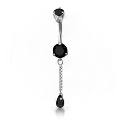 SS 316 MINI DOUBLE JEWEL BELLY BANANAS W/DANGLES 1,6x10mm model 03 