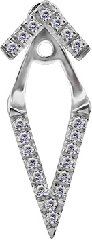 SS 316 V SHAPE EAR STUDS W. EAR JACKET SET (PAIR) 0,8mm WH