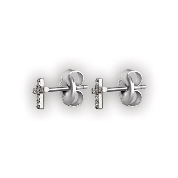 SS 316 CROSS STUD W/ MICROPAVE SETTING (PAIR) WH