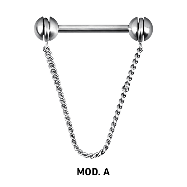 SS 316 NIPPLE CHAIN BARBELL - 1,6x14mm balls 5mm
