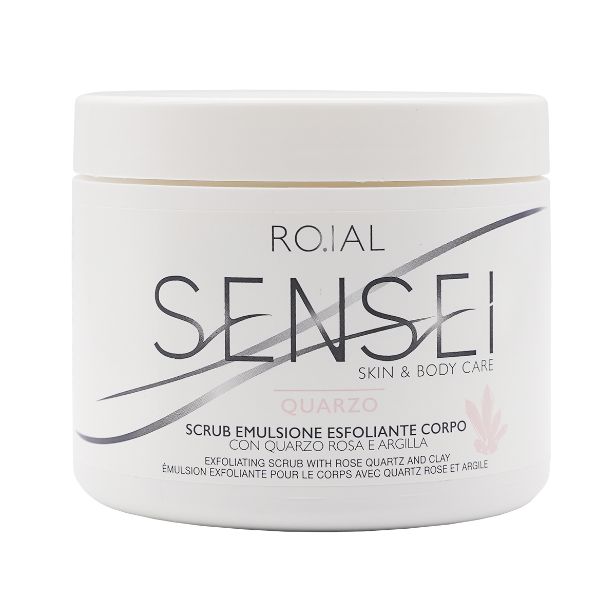 Scrub emulsione esfoliante corpo all'estratto di quarzo rosa e argilla 500ml