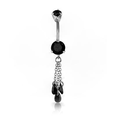 SS 316 MINI DOUBLE JEWEL BELLY BANANAS W/DANGLES 1,6x10mm model 05