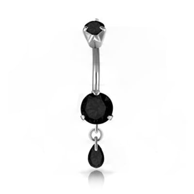 SS 316 MINI DOUBLE JEWEL BELLY BANANAS W/DANGLES 1,6x10mm model 01 