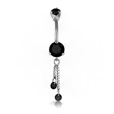 SS 316 MINI DOUBLE JEWEL BELLY BANANAS W/DANGLES 1,6x10mm model 04 